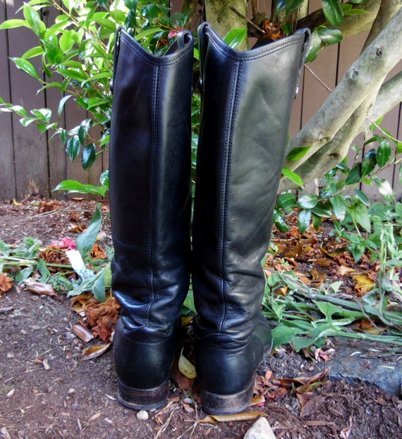 Vintage Black Leather Frye Melissa Button Campus Riding Motorcycle Back to School Pirate Boots Ladies 9.5 Etsy UK