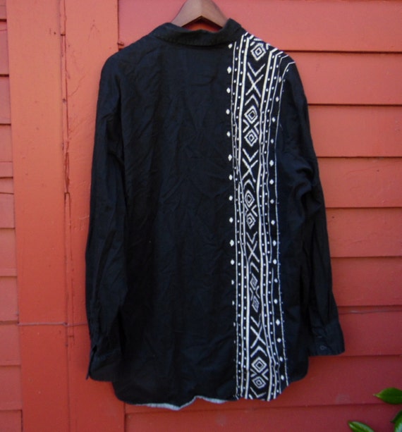 80s Dark Cowboy Karman Southwestern Tribal Print … - image 5