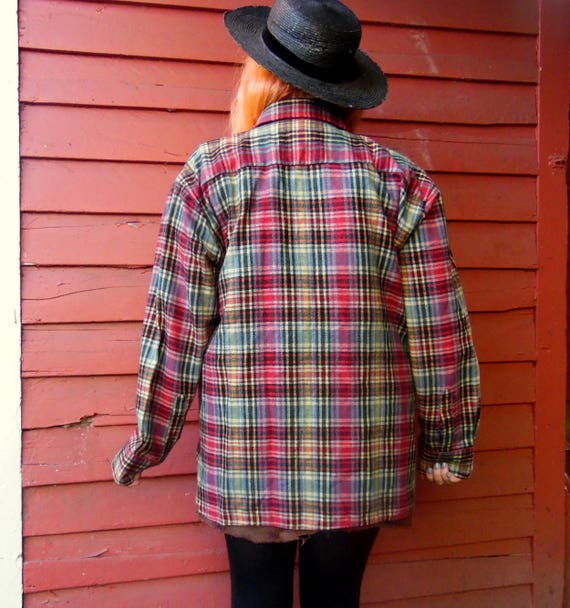 60s/70s Saturdays in California Cranberry Plaid Wool and