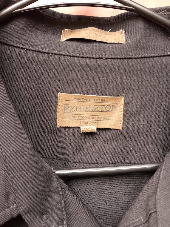 Vintage Solid Black Pendleton Wool Western Round … - image 3