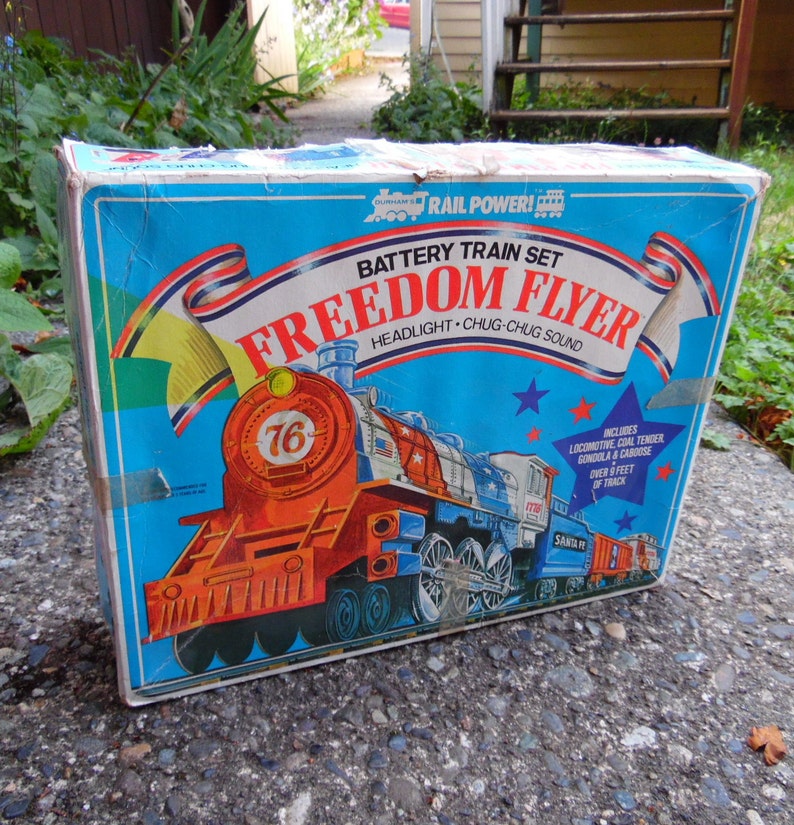 1975 Fourth of July Freedom Flyer Dunham Battery Operated Train Set Party Barbeque Centerpiece Vintage Toy