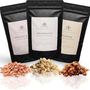 Set di incenso, mirra, benzoino e incenso per rituali di incenso, resina di mirra per la purificazione, resina aromatica di benzoino del Siam, resina di incenso naturale