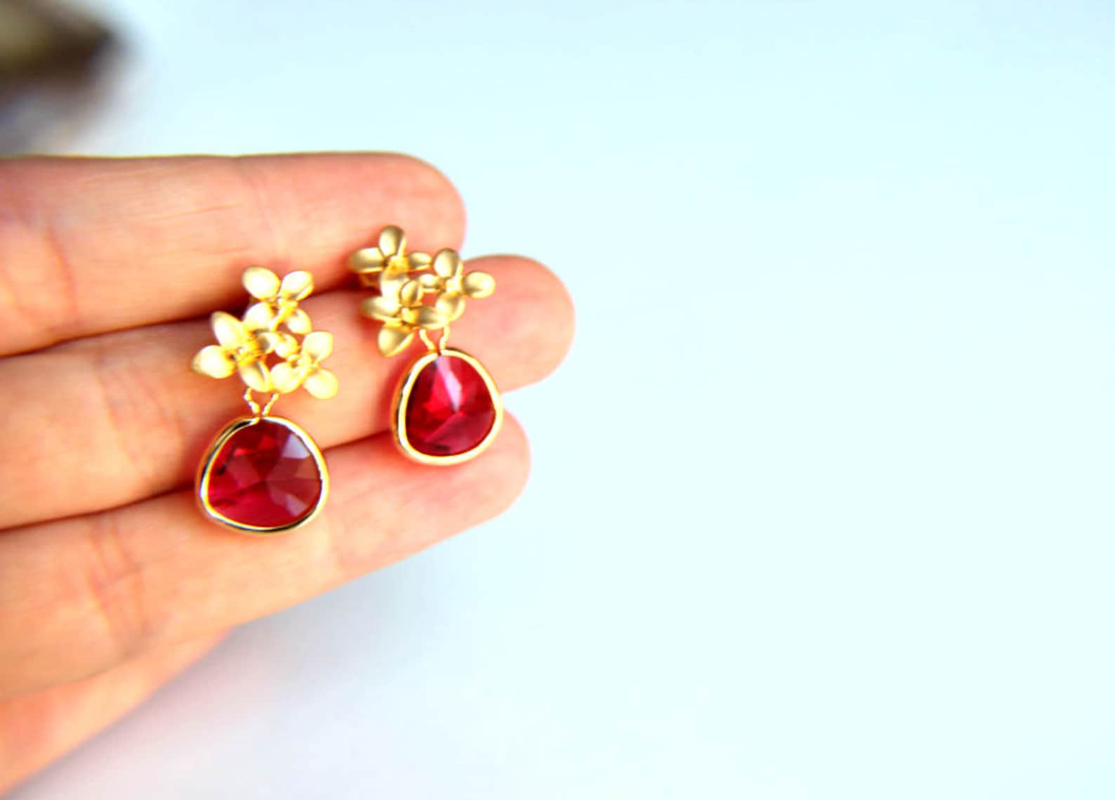 Fuchia Swarovski Earringsgold Plated Brass Earring Hooks With Etsy