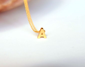 Personalised gold plated name initial charm necklace with gold plated chain, christmas, a perfect gift for her with minimalist style