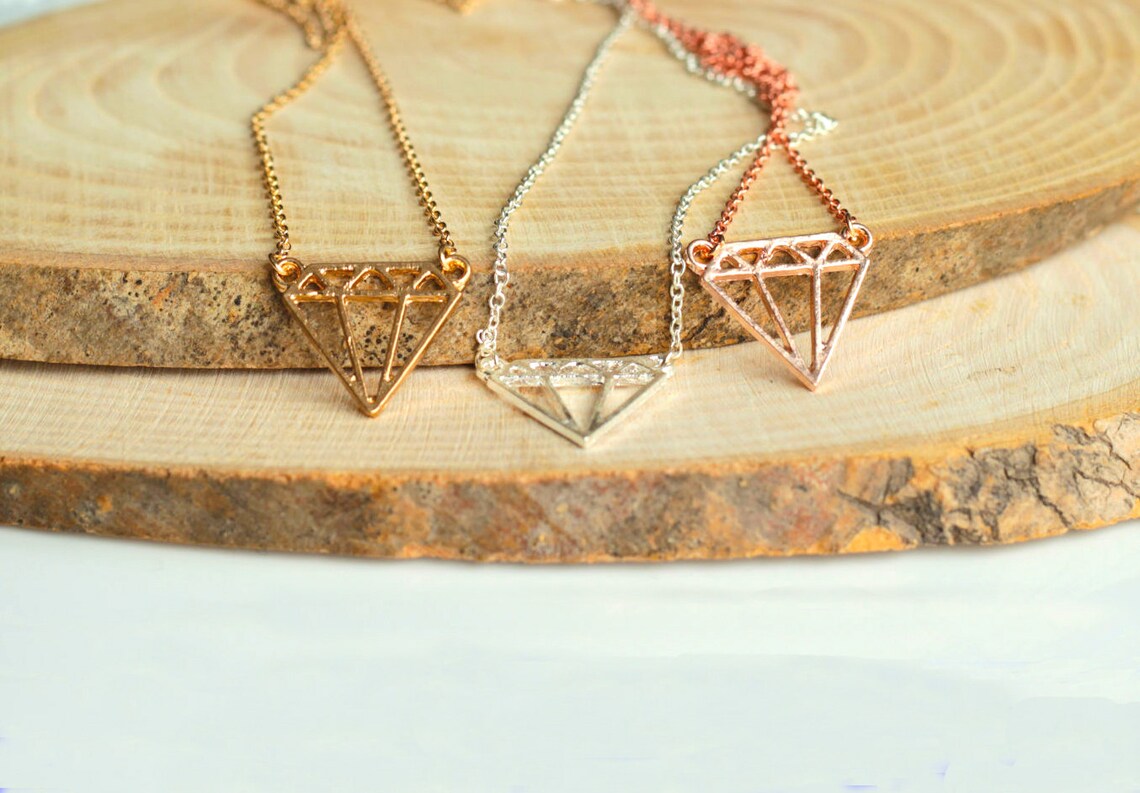 Minimalist Diamond Necklace Diamond Shaped Necklaces for Etsy