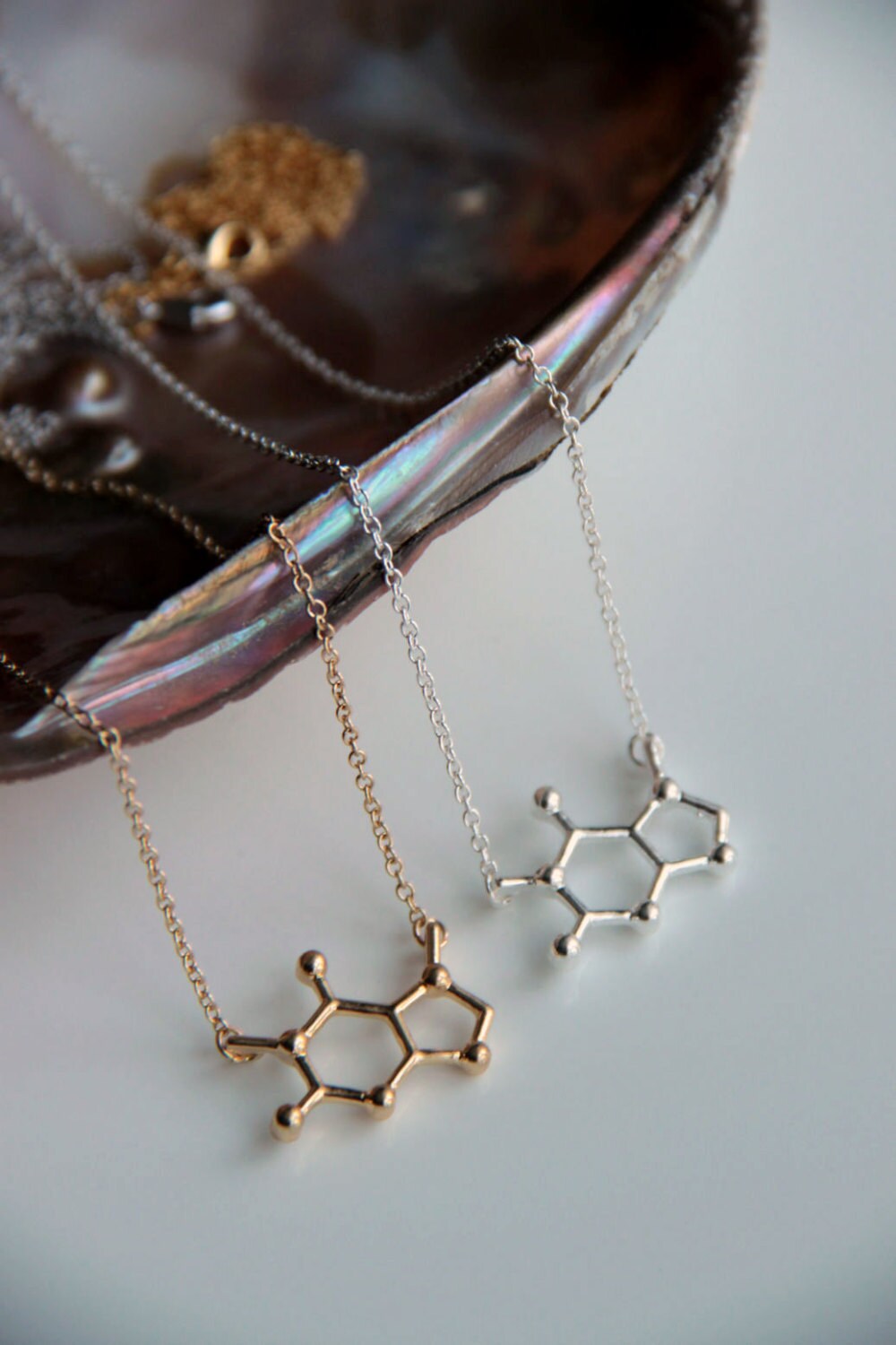 Gold Plated Caffeine Molecule Necklaces Personalized Chemistry Necklace 30pcs-N137