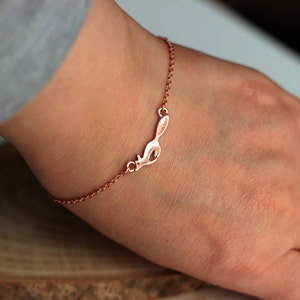 Minimalist Fox Bracelet Fox bracelets for everyday use minimalist necklaces rhodium plated earrings, pink gold yellow gold image 2