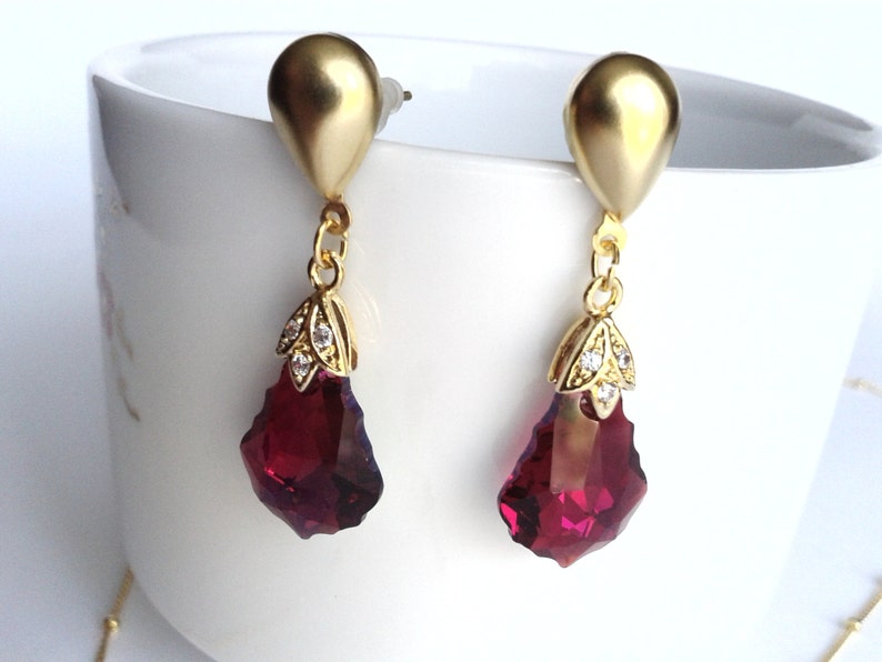 Gold Plated Metal With Zircon and Pink Swarovski Crystal - Etsy