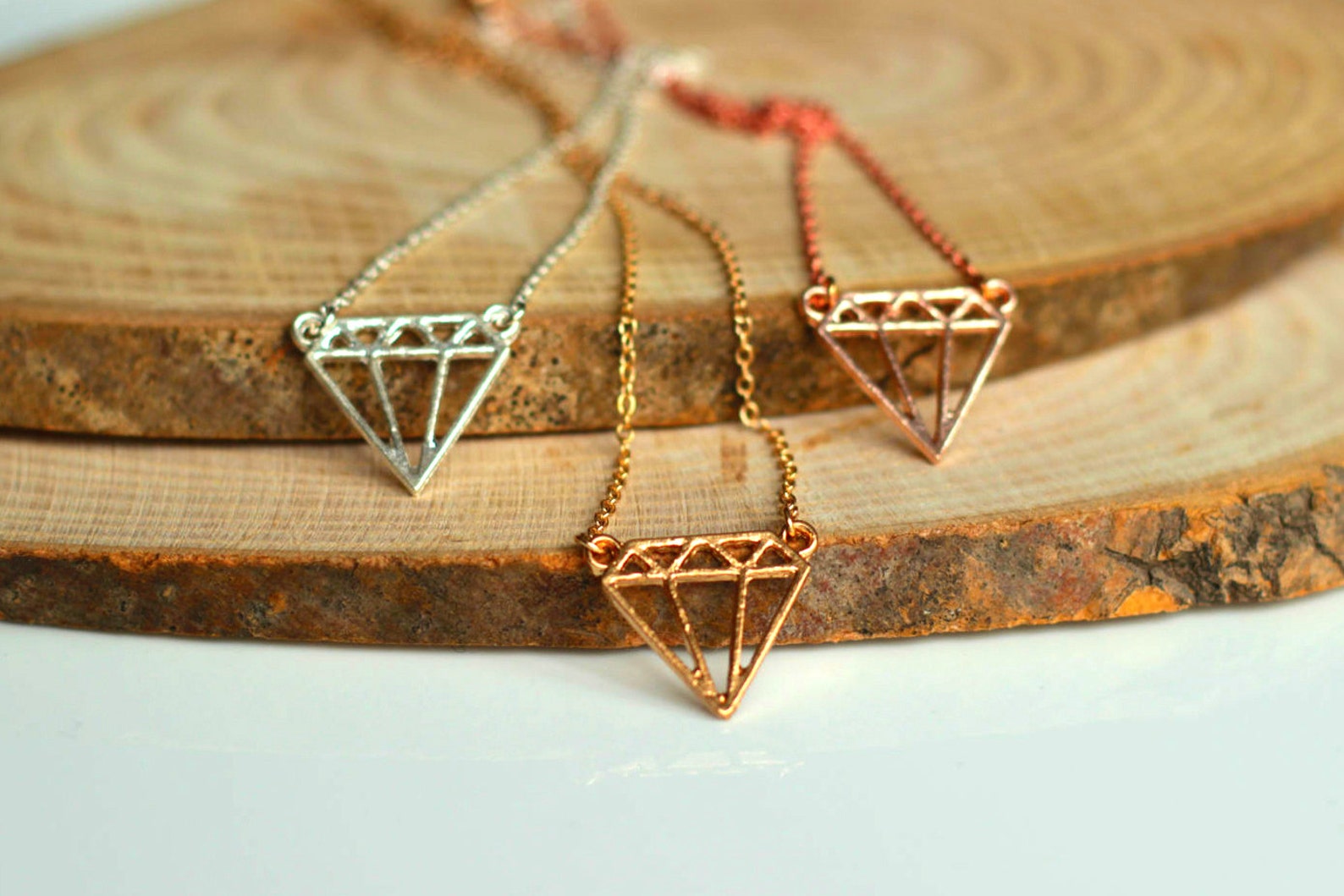 Minimalist Diamond Necklace Diamond Shaped Necklaces for Etsy