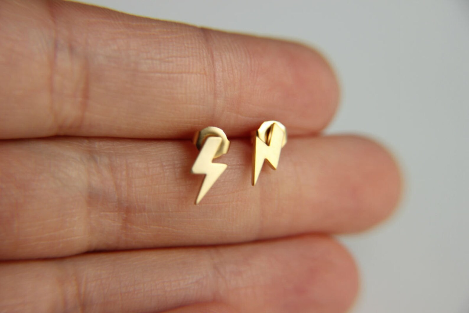 Earringsgold Plated Flash Lightning Bolts Minimalist Design Etsy