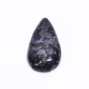 Cabujones de jaspe gabro natural / Piedras preciosas de merlinita mística / Piedras negras y grises pulidas para joyería / Formas pera, ovalada y redonda
