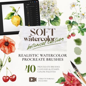 Realistic Watercolor Procreate Brushes Set painting drawing. Procreate watercolor brushes. Watercolor Canvas iPad brushes Digital Download