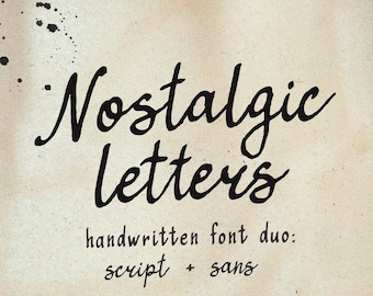 Whimsical Handwritten Font Duo: Script & Sans. Handwriting fonts for Modern and Vintage Wedding Invitations, Graphic Design
