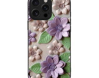 Capa de celular personalizada com estampa floral 3D feita à mão para todas as séries de iPhone 11, 12, 13, 14, 15, 16, XR e XS
