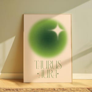 Taurus Aura Print: Spiritual Zodiac Wall Art, Green Gradient
