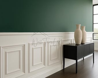 Panel de revestimiento con borde de 6 cm – Kit de marco para revestimiento de pared – Kit de moldura de media pared – Paneles decorativos de pared – Remodelación interior refinada