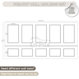 Custom Order, Modern Wall Moulding Kit – DIY Wall Panels – Frame Wall Molding – Pre-Cut Wall Paneling Kits – Wainscoting Panel