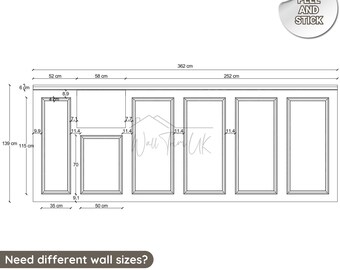 Custom Order, Peel & Stick Wainscoting Frames: Modern Half Wall Paneling Kit