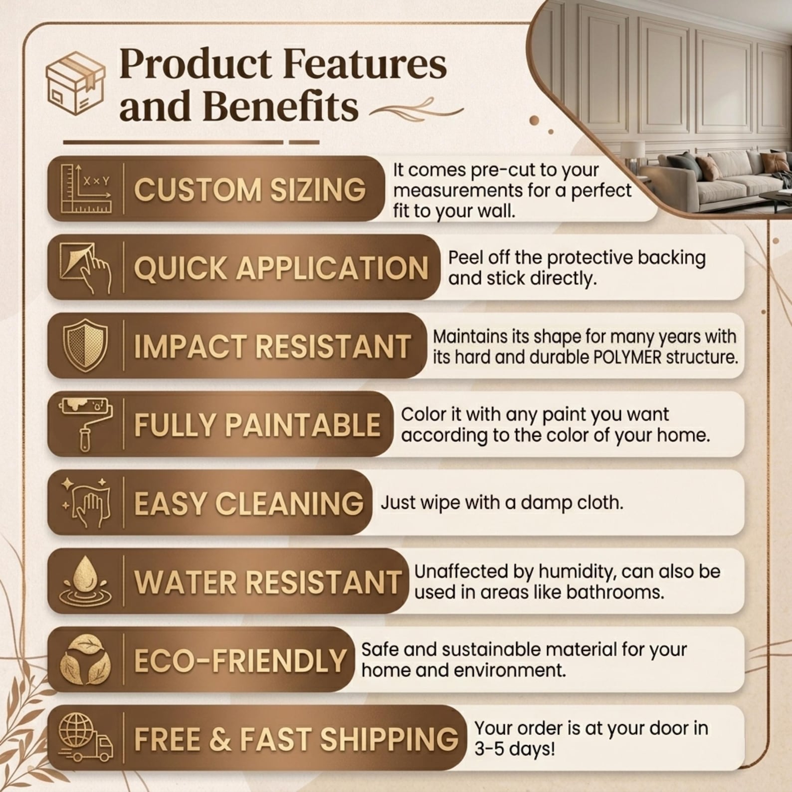 Elegant Board and Batten Kit, Pre-cut Easy Install Wainscoting Panels ...