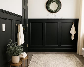 Moldura de media pared de lujo - Paneles de pared decorativos - Kit de molduras de pared listo para ensamblar - Paneles de revestimiento para baño - Kit de molduras de pared precortadas