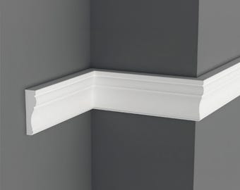 Moldura de pared elegante: Moldura decorativa pintable para un acabado de pared sencillo (94,4 x 3,1 x 0,7)