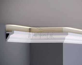 Modern White LED Crown Molding: Waterproof Paintable Light Duct Trim