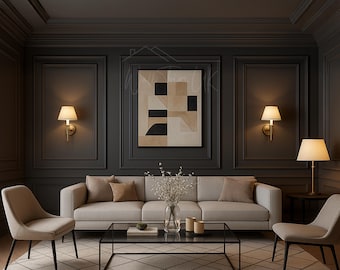Easy Install Wall Moulding Kit - Peel & Stick Decorative Wall Panels - Luxury Living Room Decor