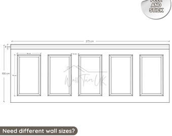 Custom Order, Elegant Wall Paneling Kit: Peel & Stick Wainscoting with 8cm Border