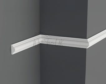 Moldura de pared pintable: Paneles decorativos de polímero duradero (94,4 x 1,5 x 0,6)