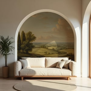 Vintage Landscape Wall Mural: Scenic Countryside Wallpaper