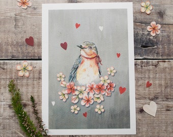 Impression d'art Bluebird, sans cadre. Format A5