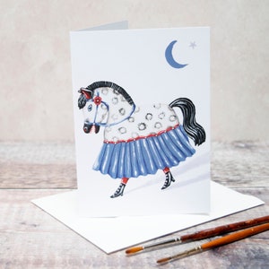 Carte de correspondance vierge, format A6, avec Jerry le cheval de bataille. Carte de fête, carte d'anniversaire, carte pour toute occasion. Premier mai, 'obby' oss image 1