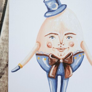Carte de voeux A6 d'un eggman nommé Winston. Humpty Dumpty, comptine, carte pour toute occasion. style vintage image 3