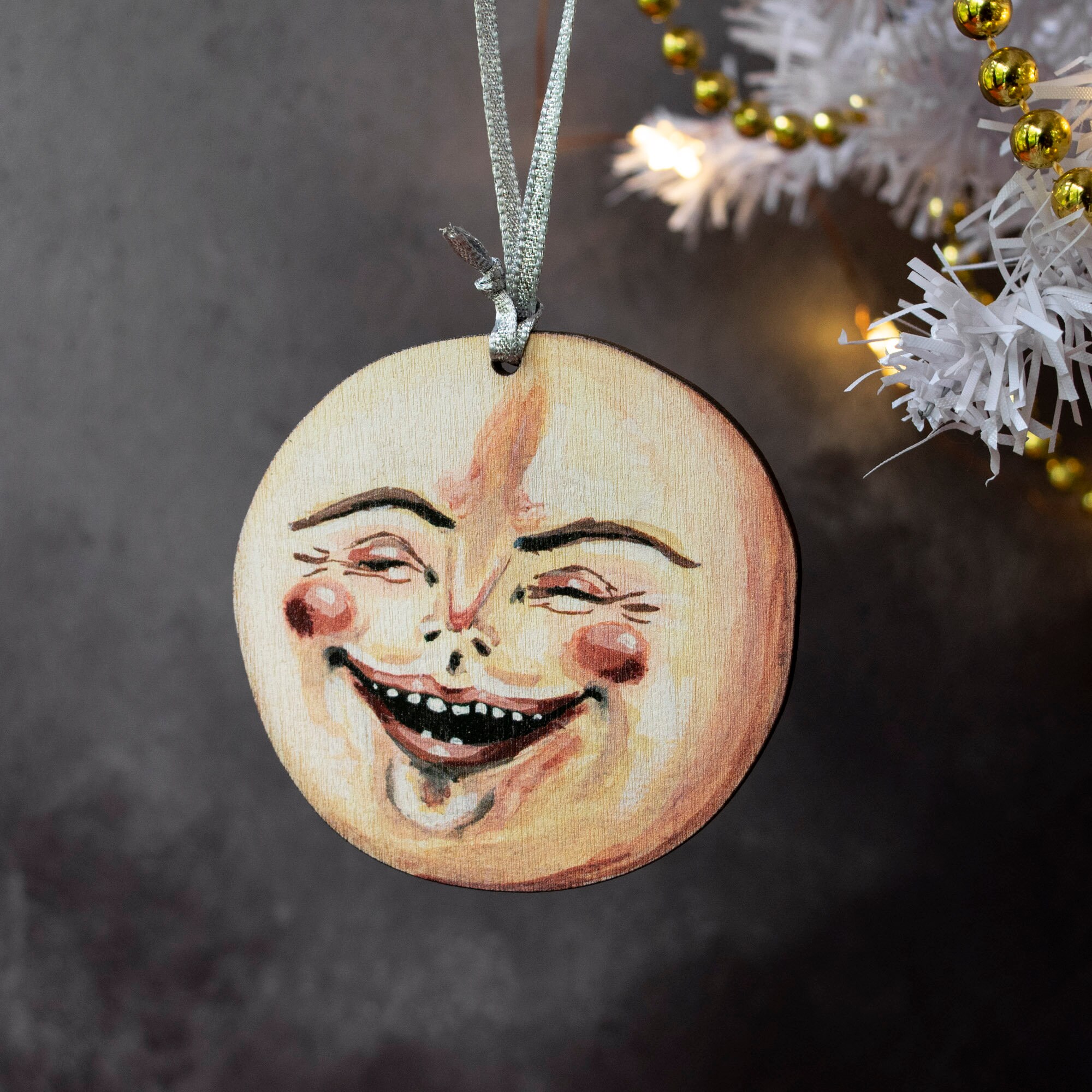 Vintage Style Full Moon Hanging Ornament Double Sided. - Etsy