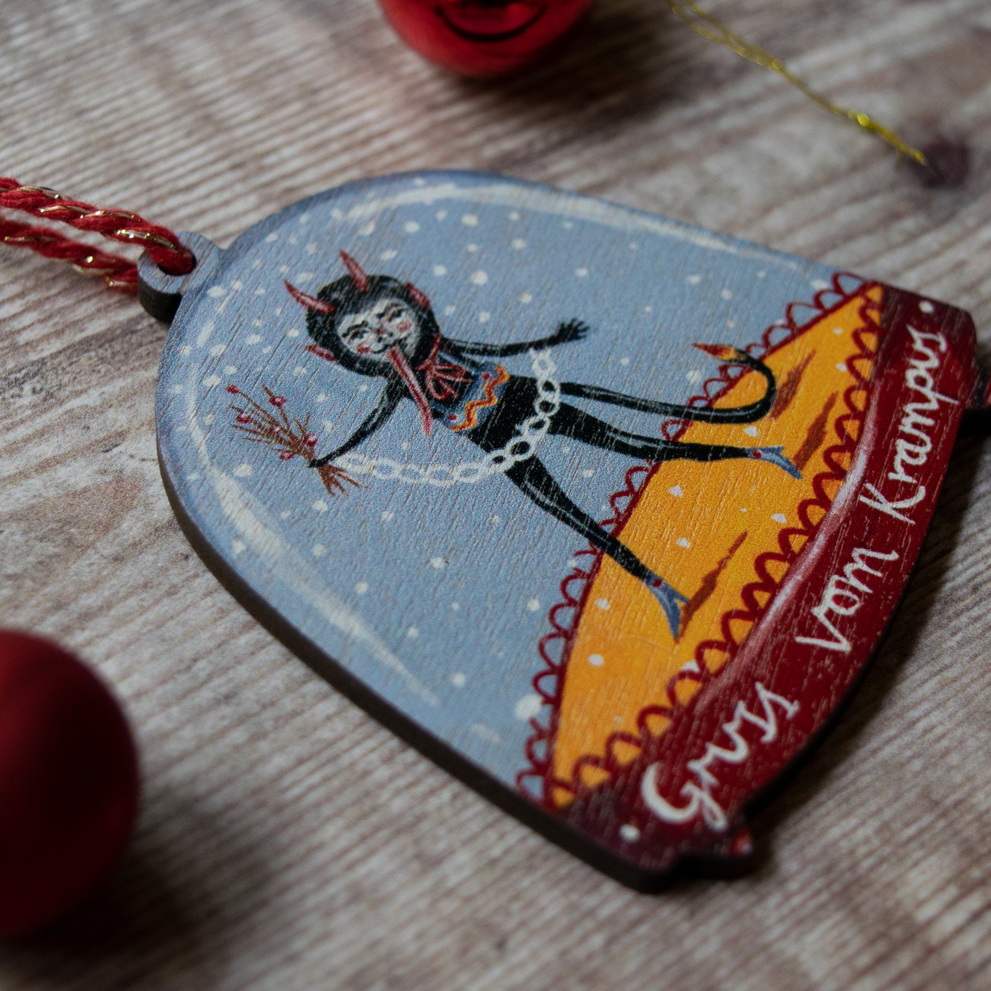 Krampus Snow Globe Wooden Christmas Decoration Made From Etsy