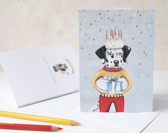 Carte d'anniversaire pour chien dalmatien, format A6. Carte pour un amoureux des chiens. Idéal pour homme ou femme