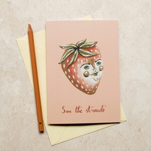 Carte de voeux aux fraises. A6. Carte vierge. illustration de style vintage image 2
