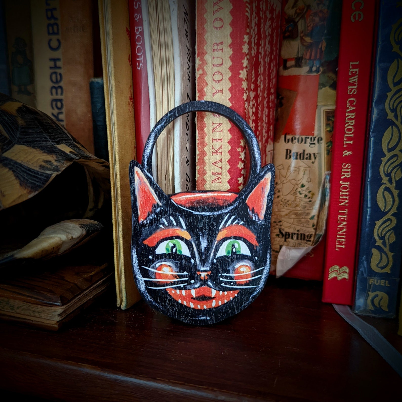 Vintage Style Halloween Cat Bucket Wooden Hanging Decoration. Etsy