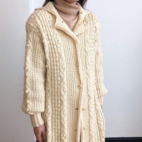 70s Full Length Cable Knit Cardigan