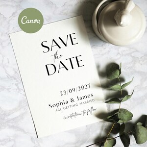 Minimalist Wedding Save The Date Template, Editable Elegant Modern Printable Invite, Digital Instant Download, Canva Template, Modern Style