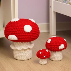 Pilz Trio Häkelanleitung PDF, Amigurumi Plüschtier Muster, Häkelanleitung Englisch, DIY Home Decor