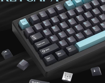 Retro Grey & Blue Keycap Set – 138 Keys PBT Double-Shot Cherry Profile for Mechanical Keyboards | Vintage Blue-Gray Theme (MX Compatible)