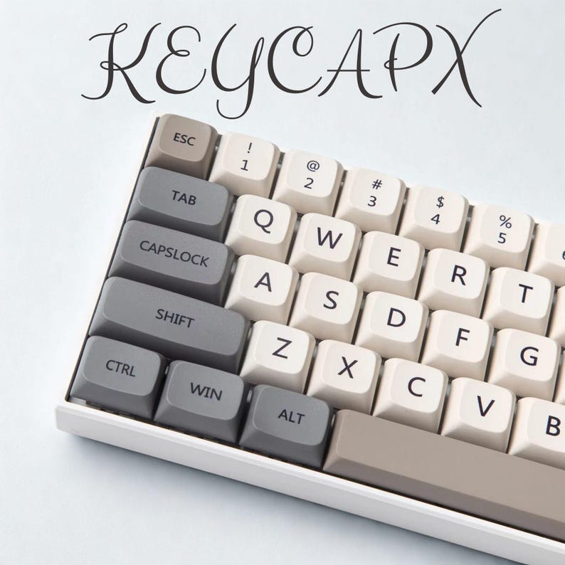 Minimalist White Gray Keycap Set: XDA Profile Pbt Dye-sub Keycaps | US ...
