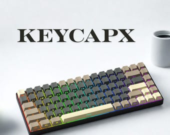 Grey Brown Keycaps Set – Cherry Profile Side-Print RGB Backlit for MX Mechanical Keyboards 60 65 75 87 96 100% ANSI