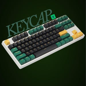 Green Keycap Set, PBT Keycaps, Double shot Keycaps, OEM Profile, 1.4mm Thick, Custom Keycaps, ANSI Layout, Mechanical Keyboard, Gamer Keycap