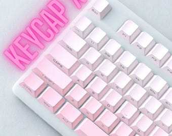 Pink Keycaps, Side Printed PBT Keycap Set, Cherry Profile Backlit Keycaps for MX Keyboard