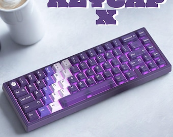 Purple Transparent Jelly Keycaps: RGB Backlit 150 Keys, PBT Cherry Profile MX Keyboard Set