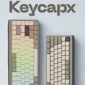 カーキ ロープロファイル PBT キーキャップ セット: RGB バックライト、光る - スリム キーボード キー