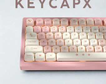 Pink Kawaii Keycap Set: 143 Keys PBT Dye-Sub, Cute Cherry Mx Keycaps for ANSI & ISO Keyboards