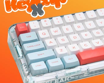 Red Blue White Keycap Set: 143-Key XDA Profile, PBT Keys, 60% to 108-Key Layouts